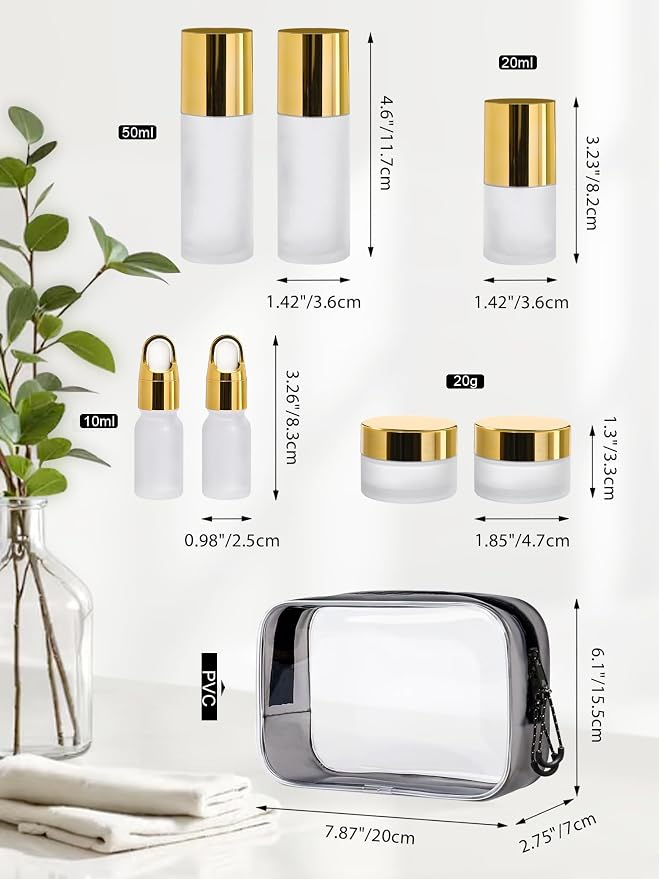 Frosted Glass Bottle with Gold Lid