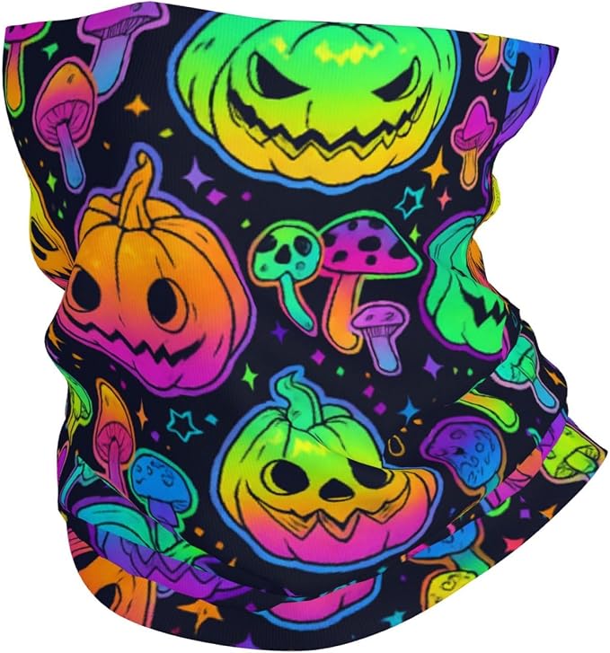 Halloween Fantasy Neon Pumpkin and Mushroom