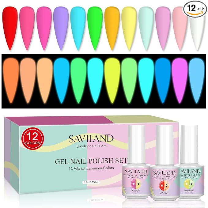 12 Colors Halloween Luminous Neon Gel Nail Polish Set