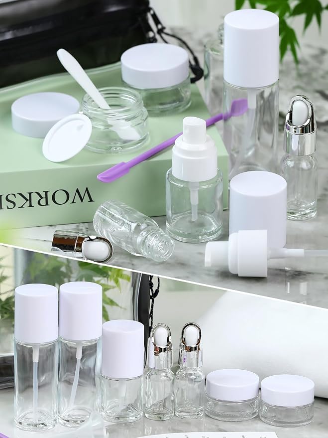 Clear Glass Bottle with White Lid