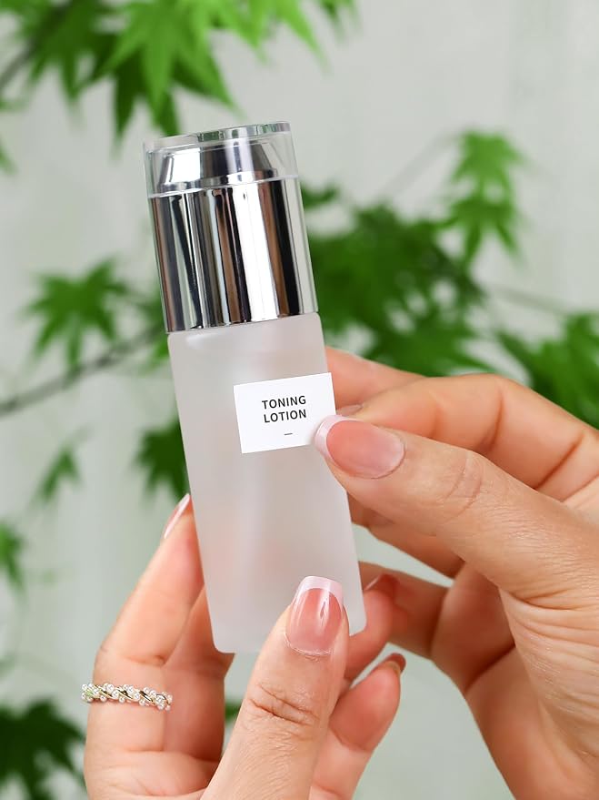 Frosted Glass Bottle with Silver Lid