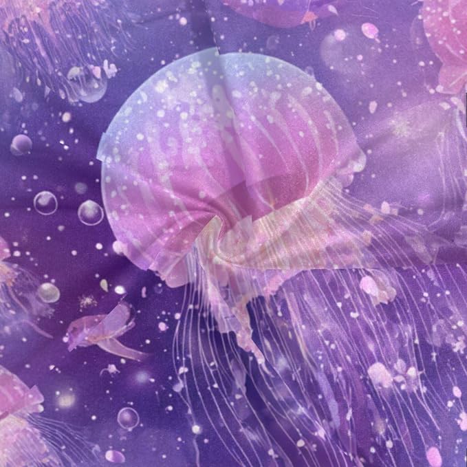 Pink Purple Jellyfishes and Bubbles