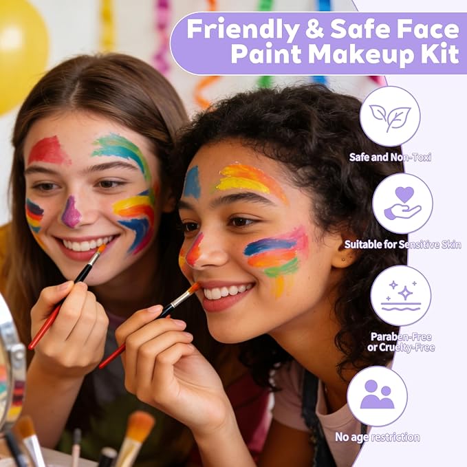 42 Color Face Painting Set with Cake