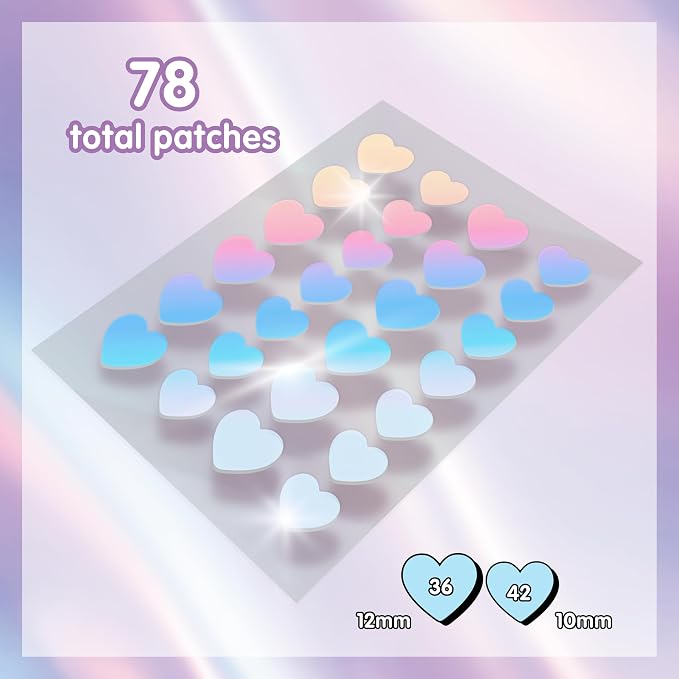 Holographic Hearts - 78 count (3 sheets)