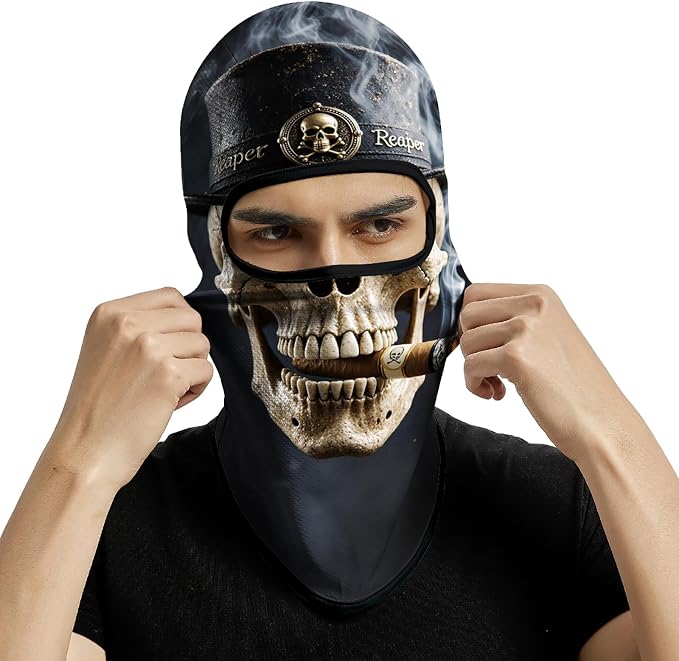 Skull Face With Cigarette in Mouth
