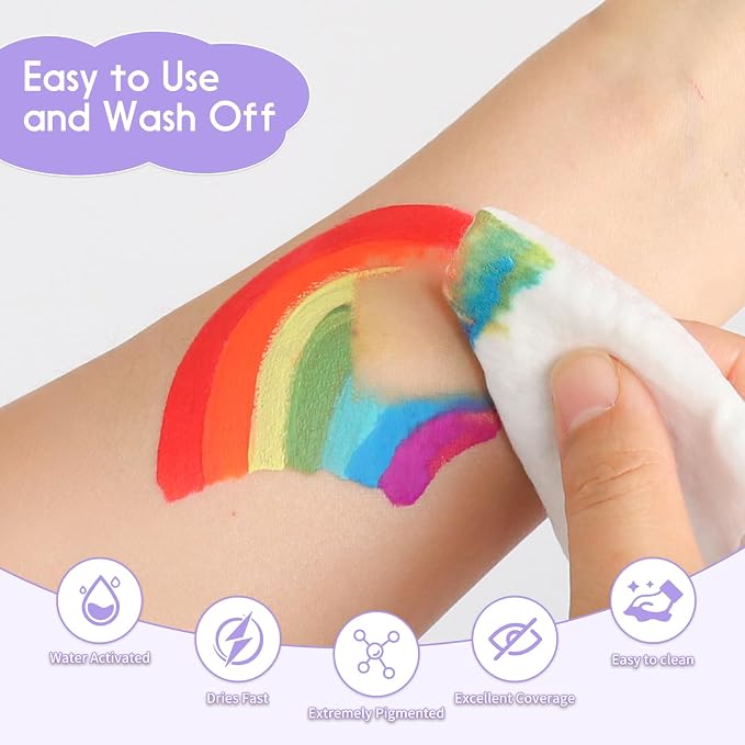42 Color Face Painting Set with Cake