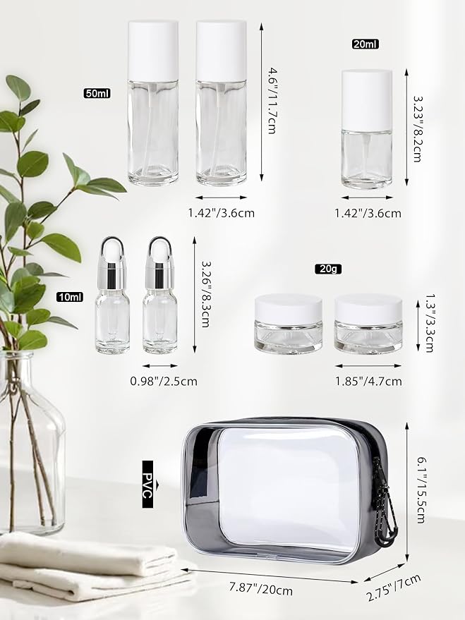 Clear Glass Bottle with White Lid