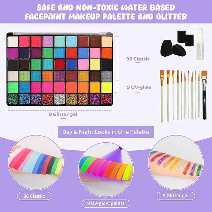 54 Color Face Painting Set