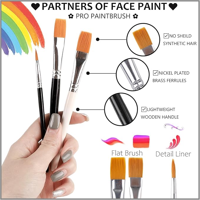 Black+White+Light Blue+3Pcs Brushes
