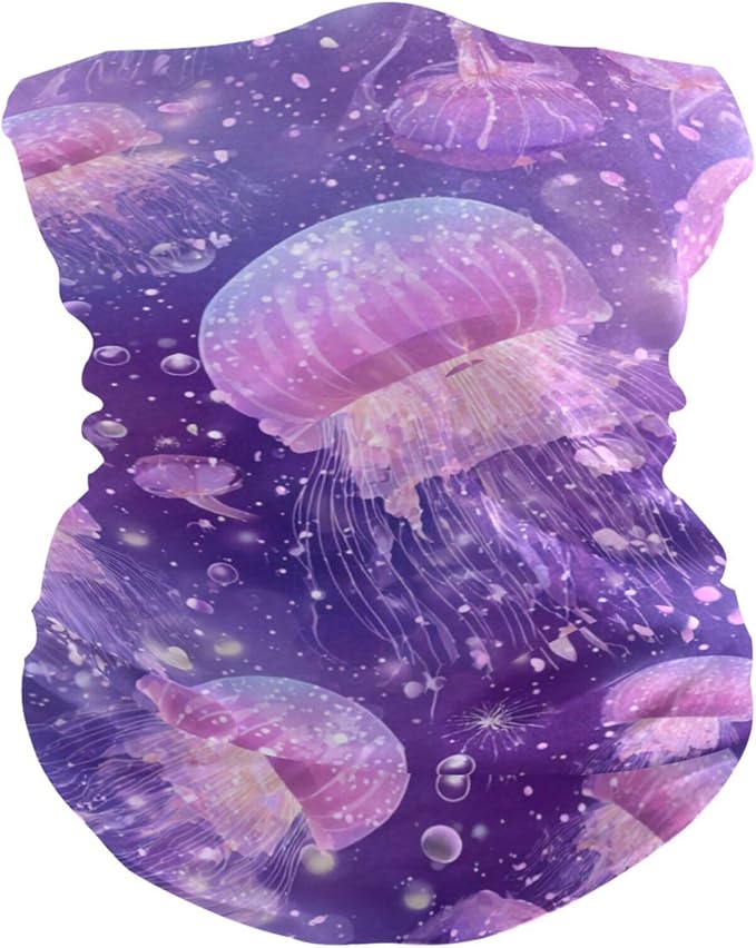 Pink Purple Jellyfishes and Bubbles