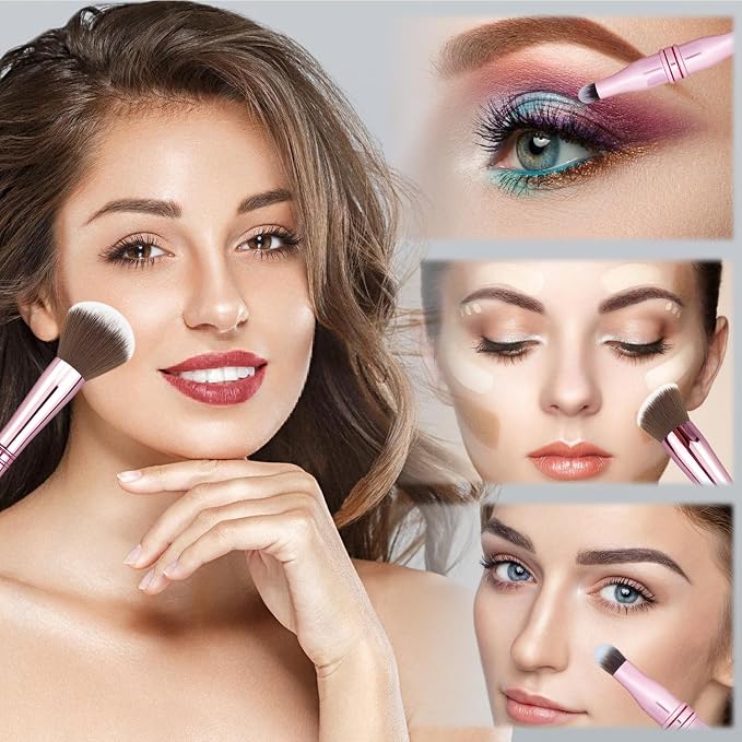4 in 1 makeup brush-Pink-1pcs