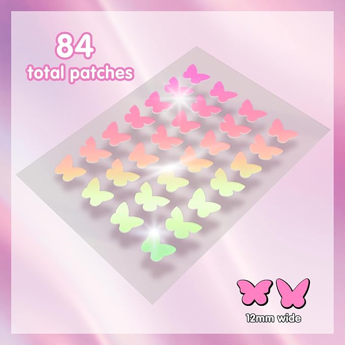 Holographic Pink Butterflies - 84 count (3 sheets)