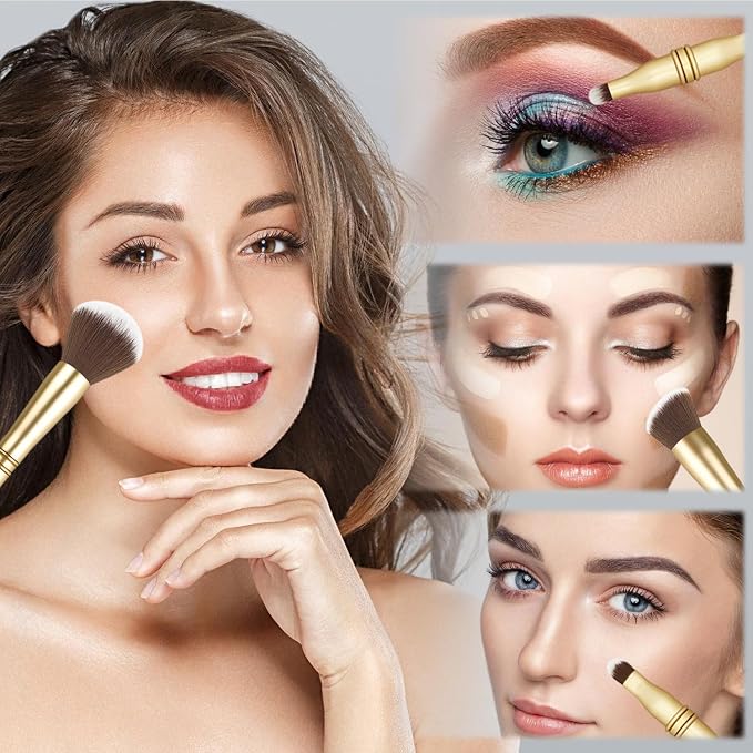 4 in 1 makeup brush-Gold-1pcs