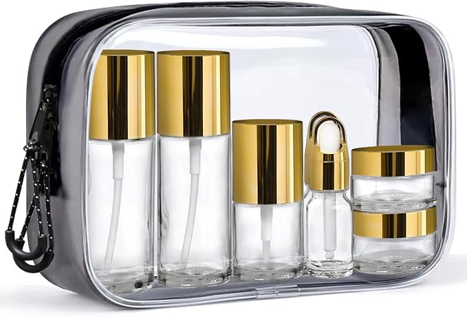 Clear Glass Bottle with Gold Lid