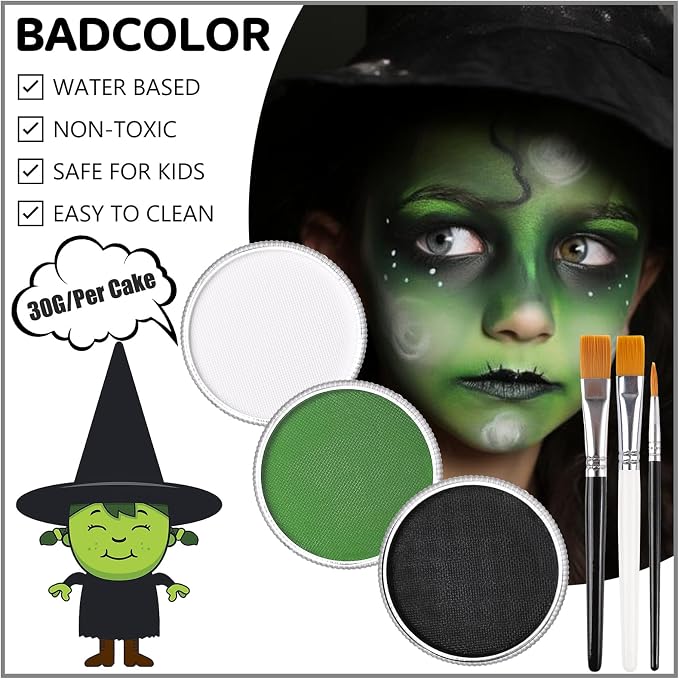 Black+White+Green+3Pcs Brushes