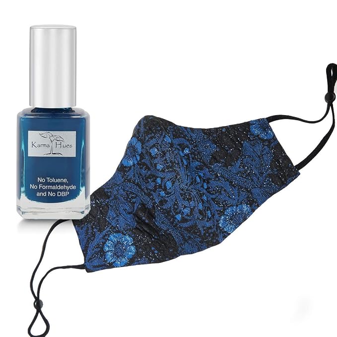 Blue Floral Lurex Mask