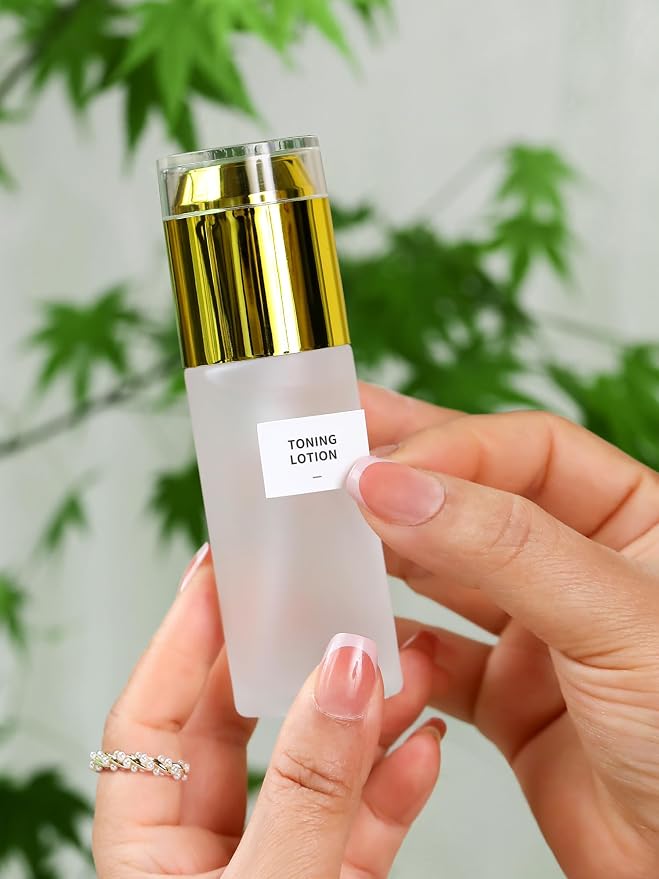 Frosted Glass Bottle with Gold Lid