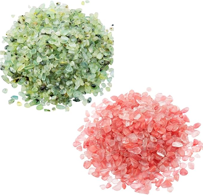 Green Prehnite/Cherry Quartz (0.1-0.7\