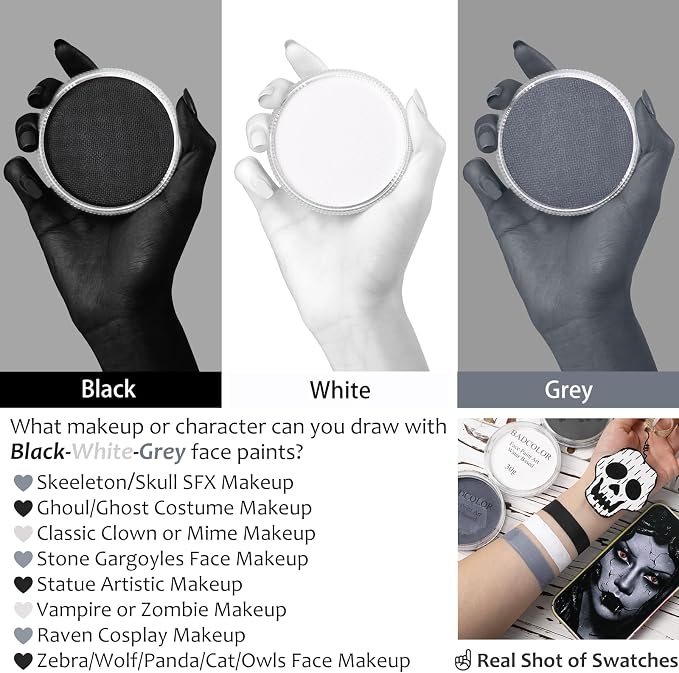 Black+White+Grey+3Pcs Brushes