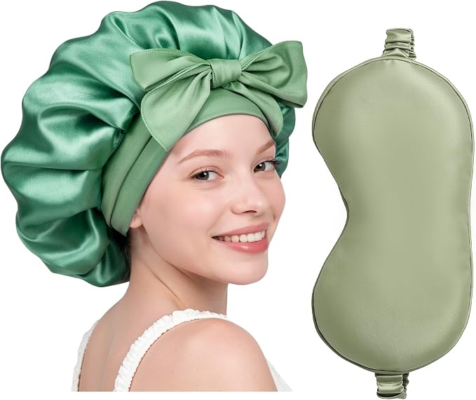 Sleep Bonnet+eye Mask -Green