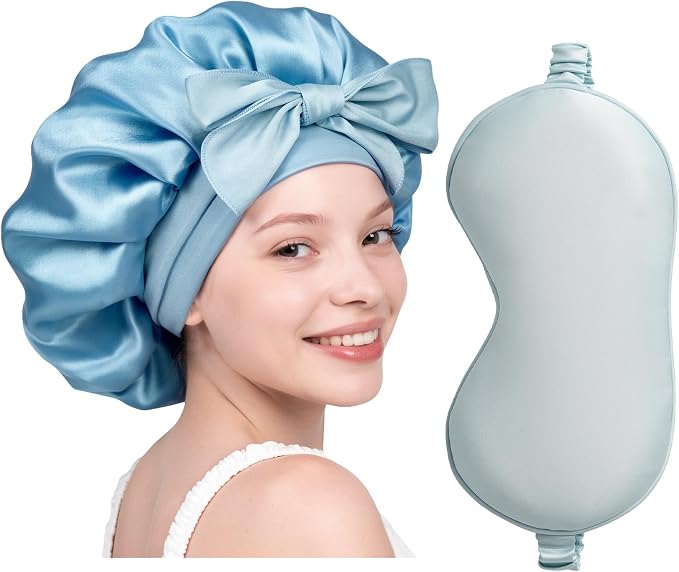 Sleep Bonnet+eye Mask -Blue