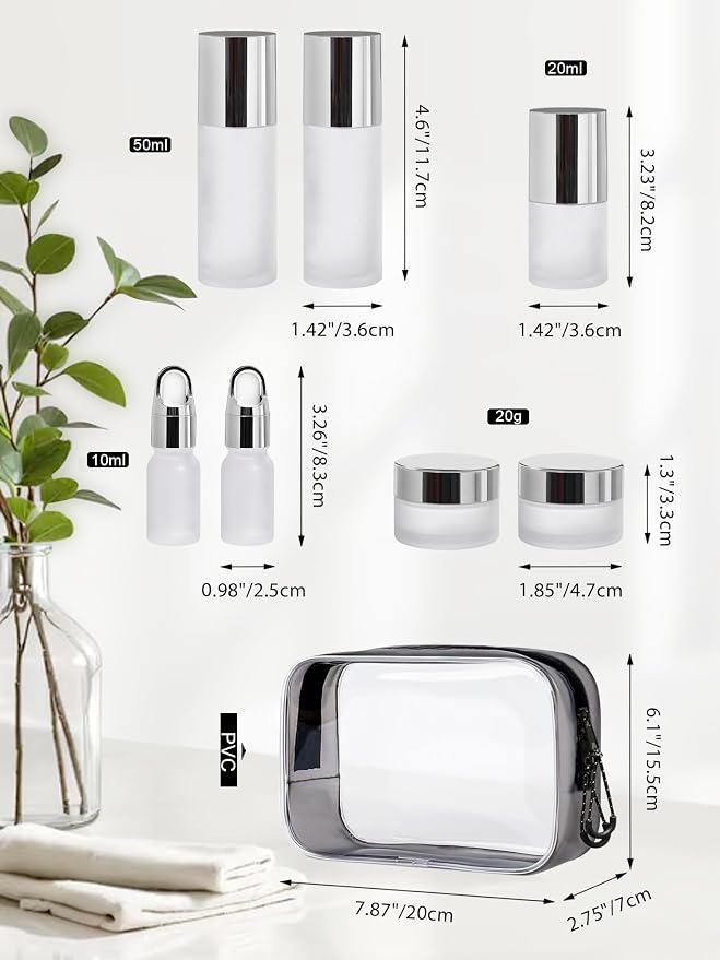 Frosted Glass Bottle with Silver Lid