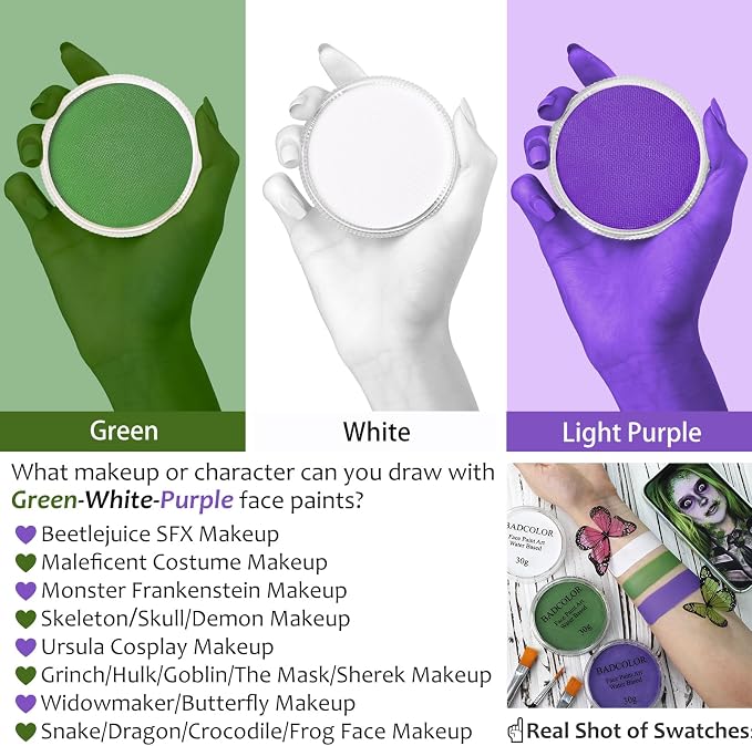 White+Light Green+Light Purple+3Pcs Brushes