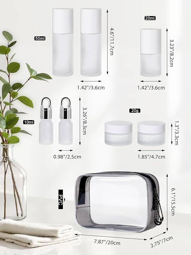 Frosted Glass Bottle with White Lid