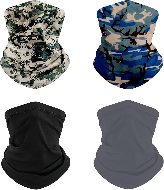 Mud Camo + Blue Camo + Black + Gray (4 Pack)