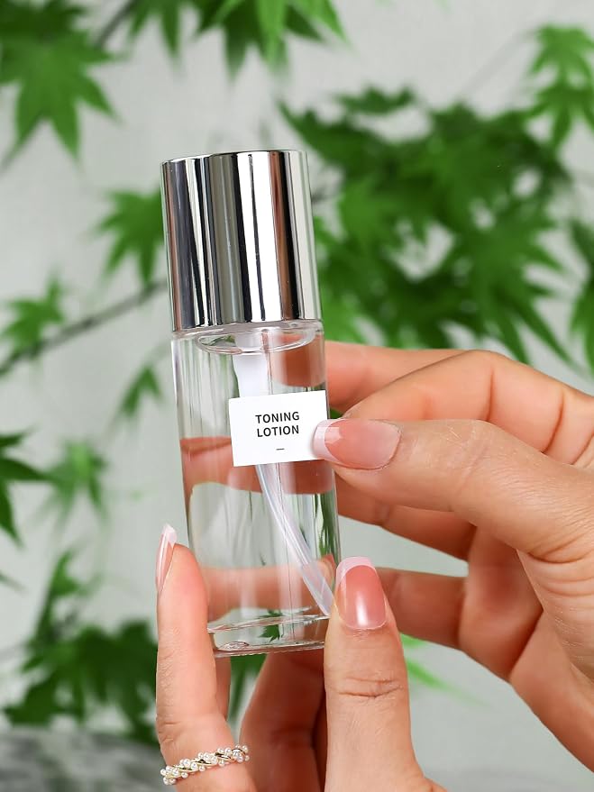 Clear Glass Bottle with Silver Lid
