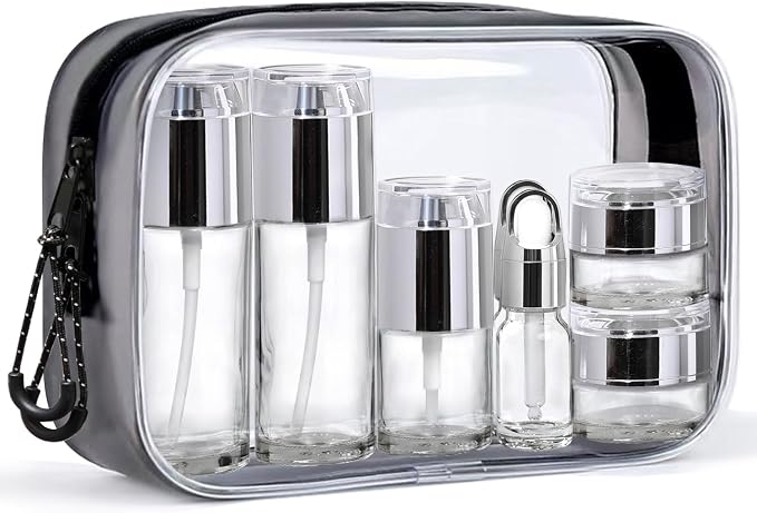 Clear Glass Bottle with Silver Lid
