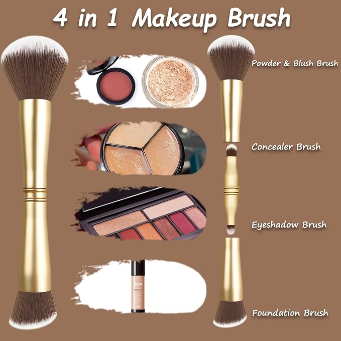 4 in 1 makeup brush-Gold-1pcs
