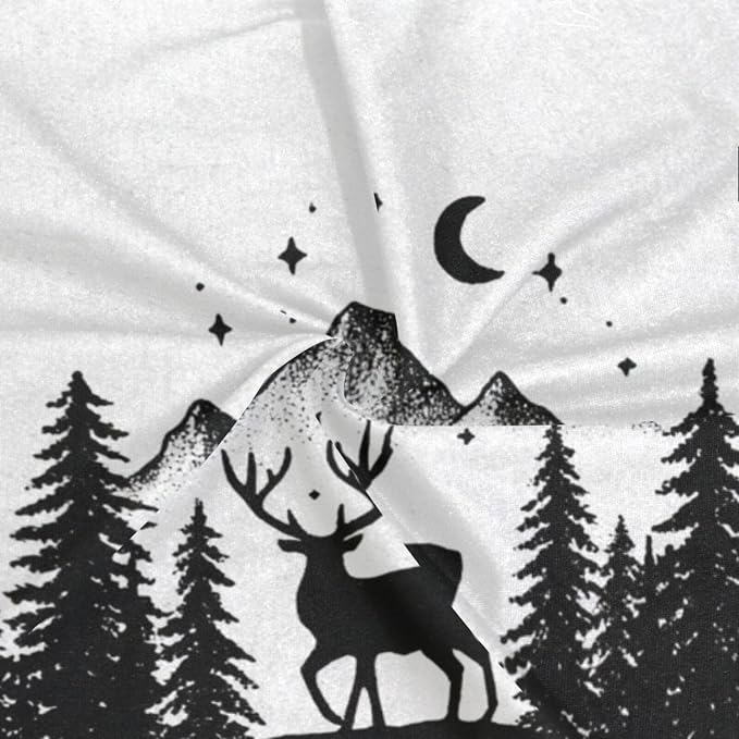 Black Simple Deer Mountain Moon