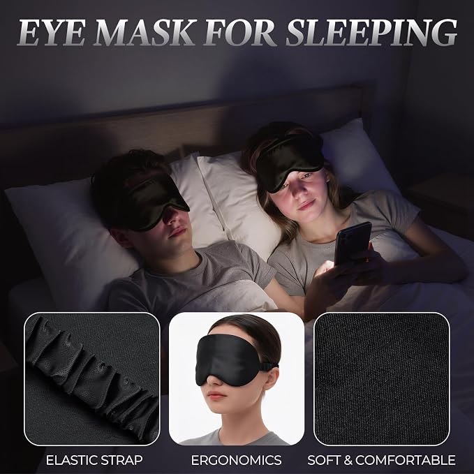 Sleep Bonnet+eye Mask -Black