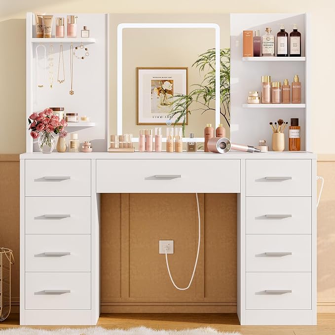 White 9 Drawers With Led