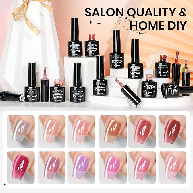 12pcs Nude Cat Eye Gel
