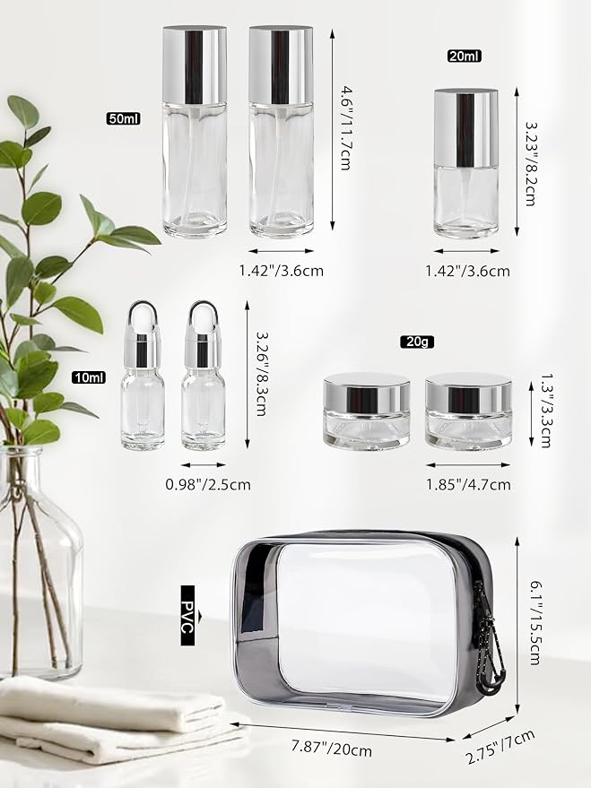 Clear Glass Bottle with Silver Lid