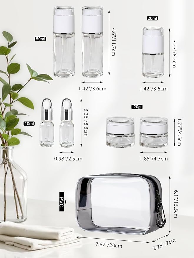 Clear Glass Bottle with White Lid