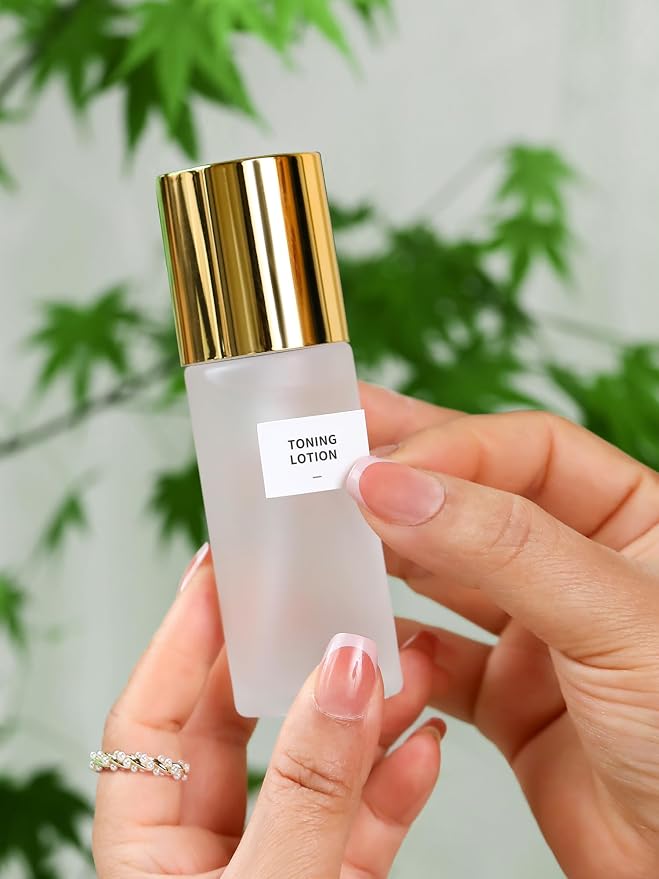 Frosted Glass Bottle with Gold Lid