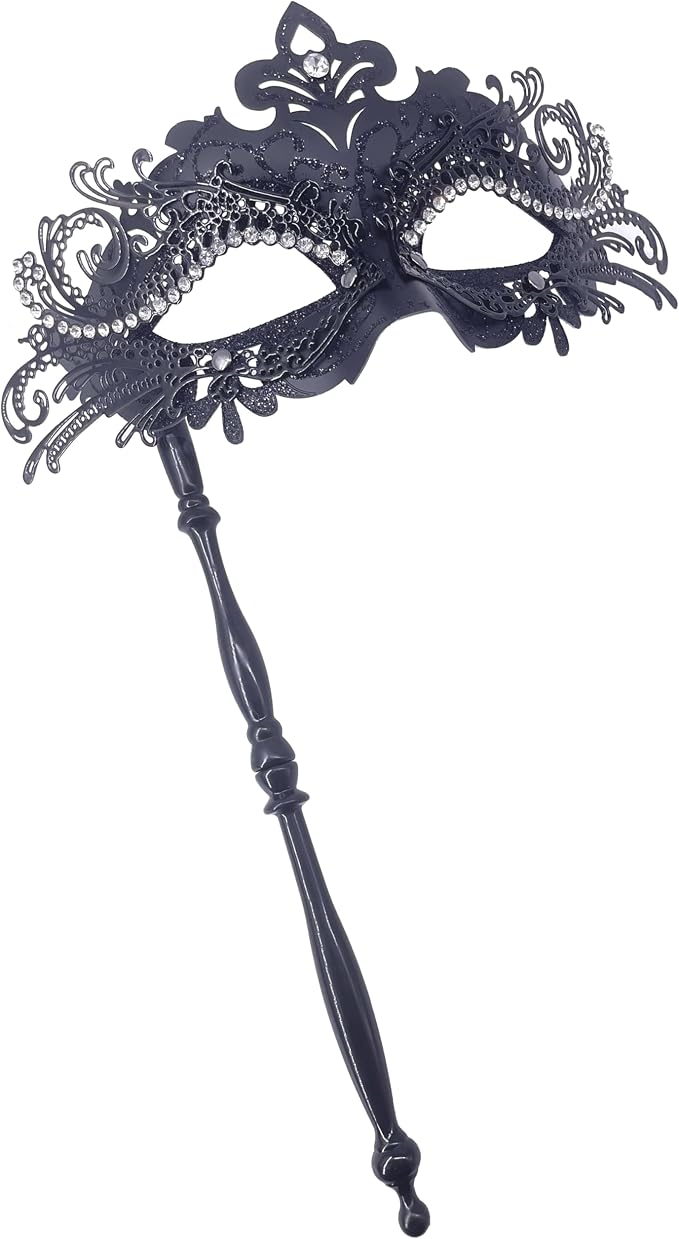 Masquerade Mask With Stick Black