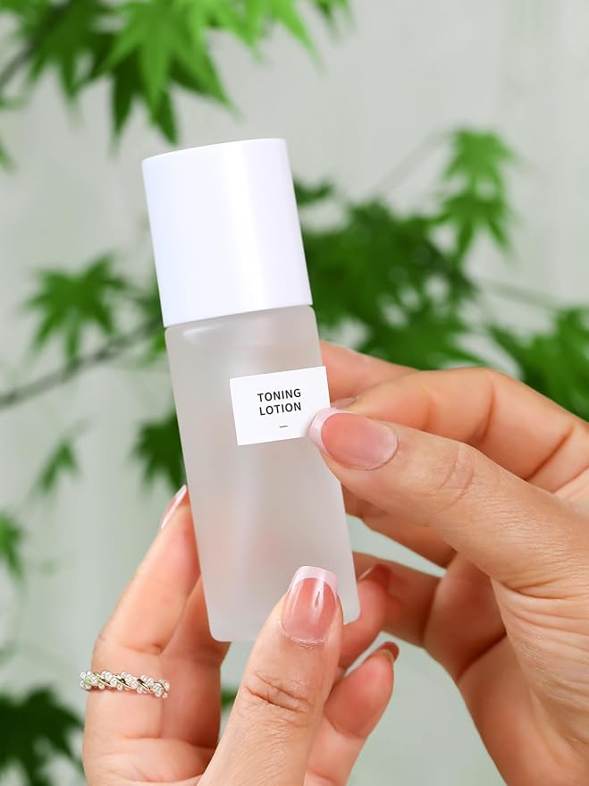 Frosted Glass Bottle with White Lid
