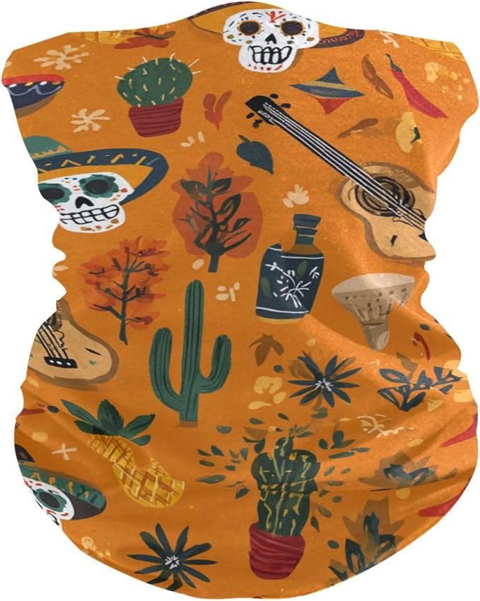 Day of the Dead Orange Skull Cacti Guitar