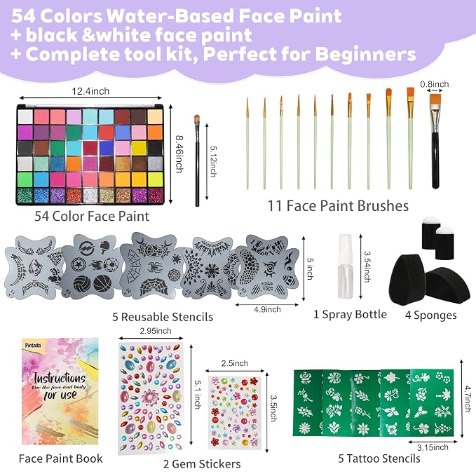 54 Color Face Painting Set