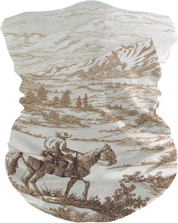 Cowboy Riding Horse Mountain Brown