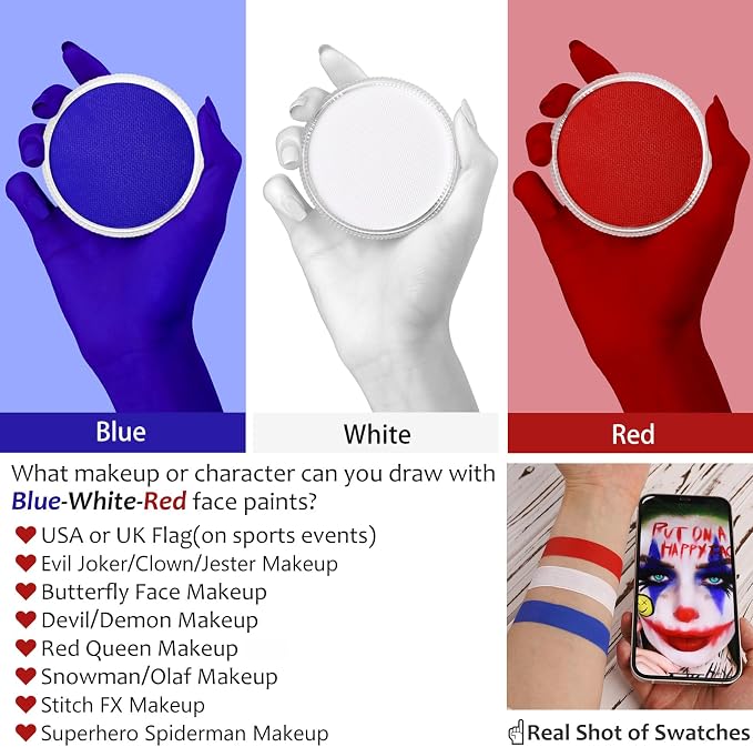 White+Red+Blue+3Pcs Brushes