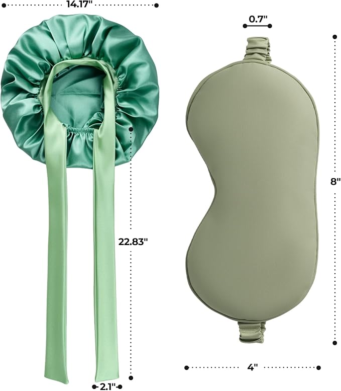 Sleep Bonnet+eye Mask -Green