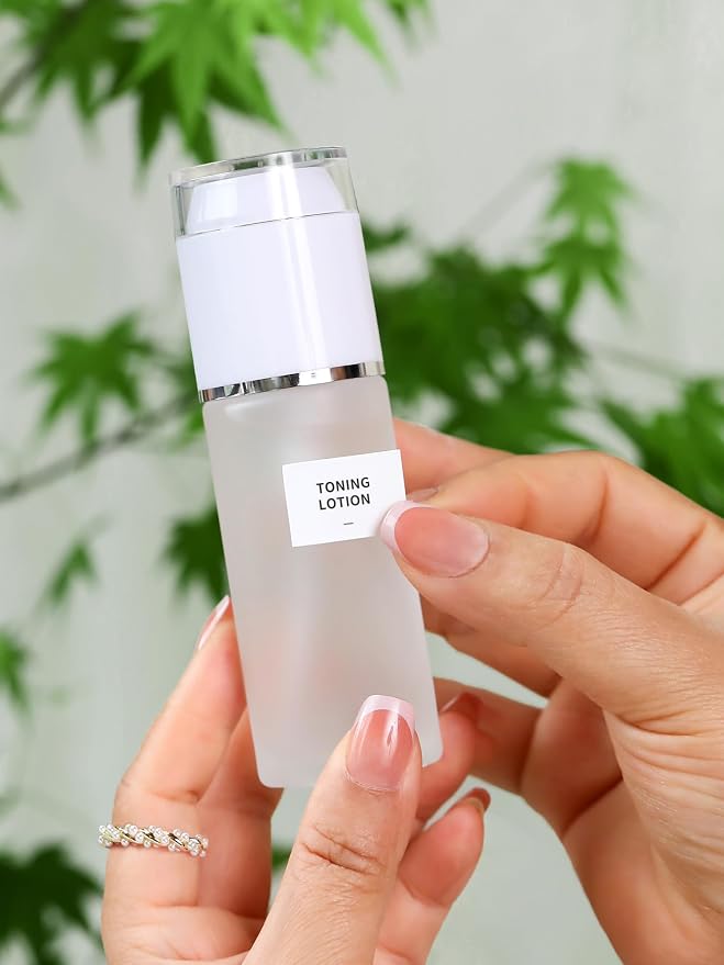 Frosted Glass Bottle with White Lid