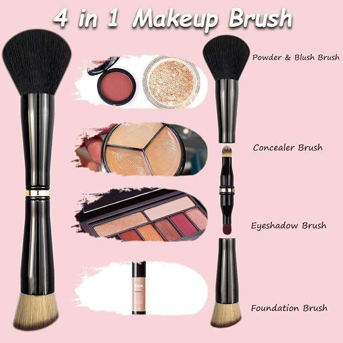4 in 1 makeup brush-Black-1pcs