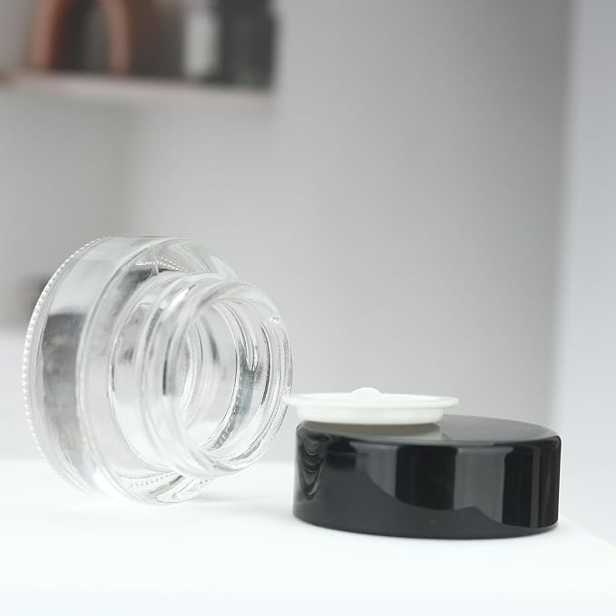 Clear jar black lid
