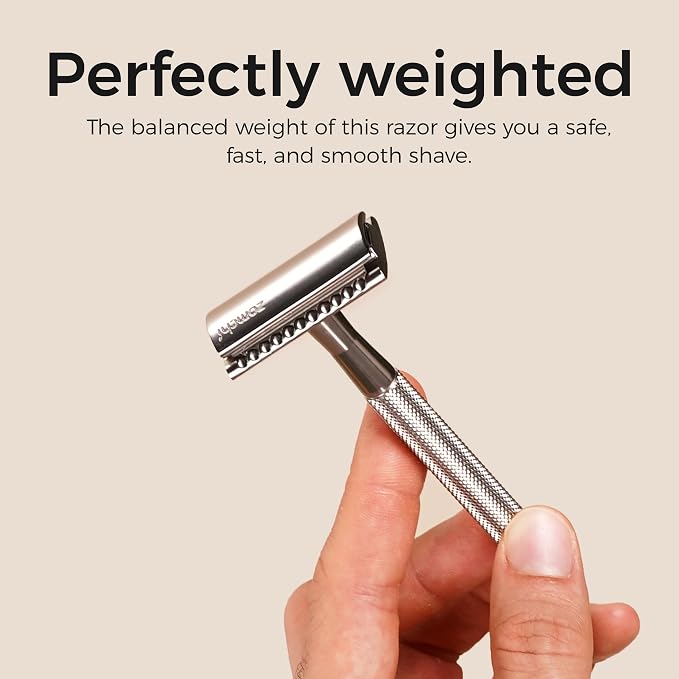 Matte Silver Razor with Stand